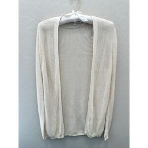 UNIQLO x INES DE LA FRESSANGE | Cream Linen Blend Longline Open Cardigan | Large